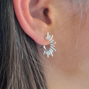 Sunburst Huggie Earrings - Silver